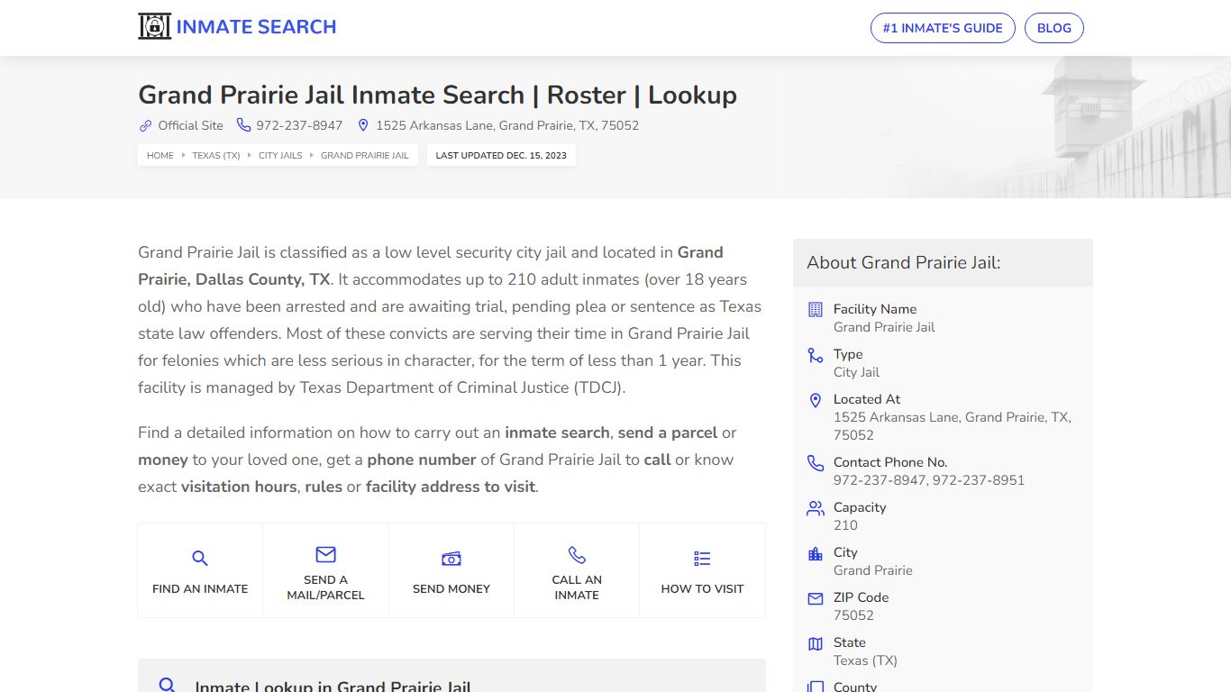 Grand Prairie Jail Inmate Search | Roster | Lookup