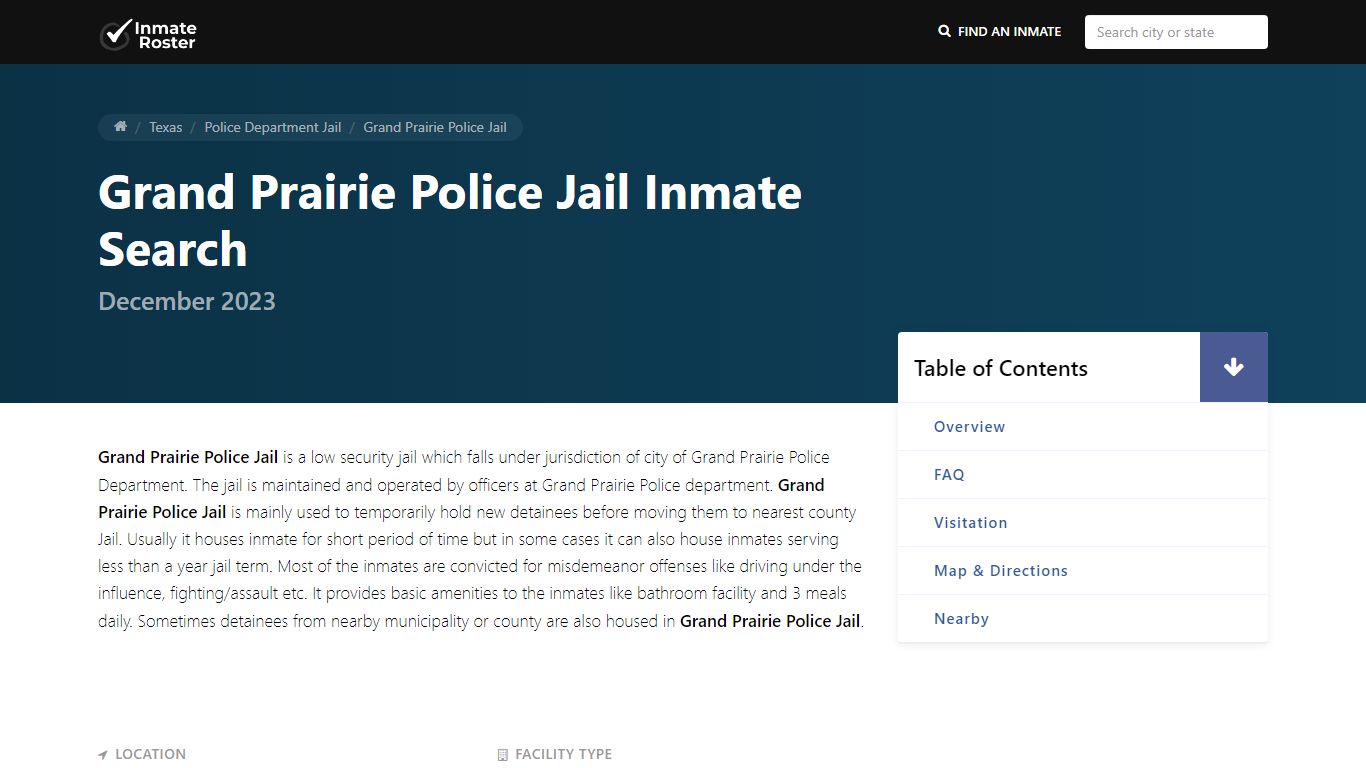 Inmate Search | Grand Prairie Police Jail - InmateRoster.Org